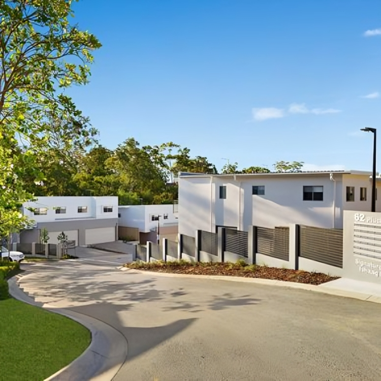 Modern residential complex with greenery